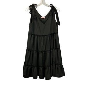 C+D+M Collection A-Line Tiered Tie Straps Dress Black Size Small Knee Length New